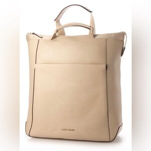 Cole Haan Beige Leather Top-Handle Backpack